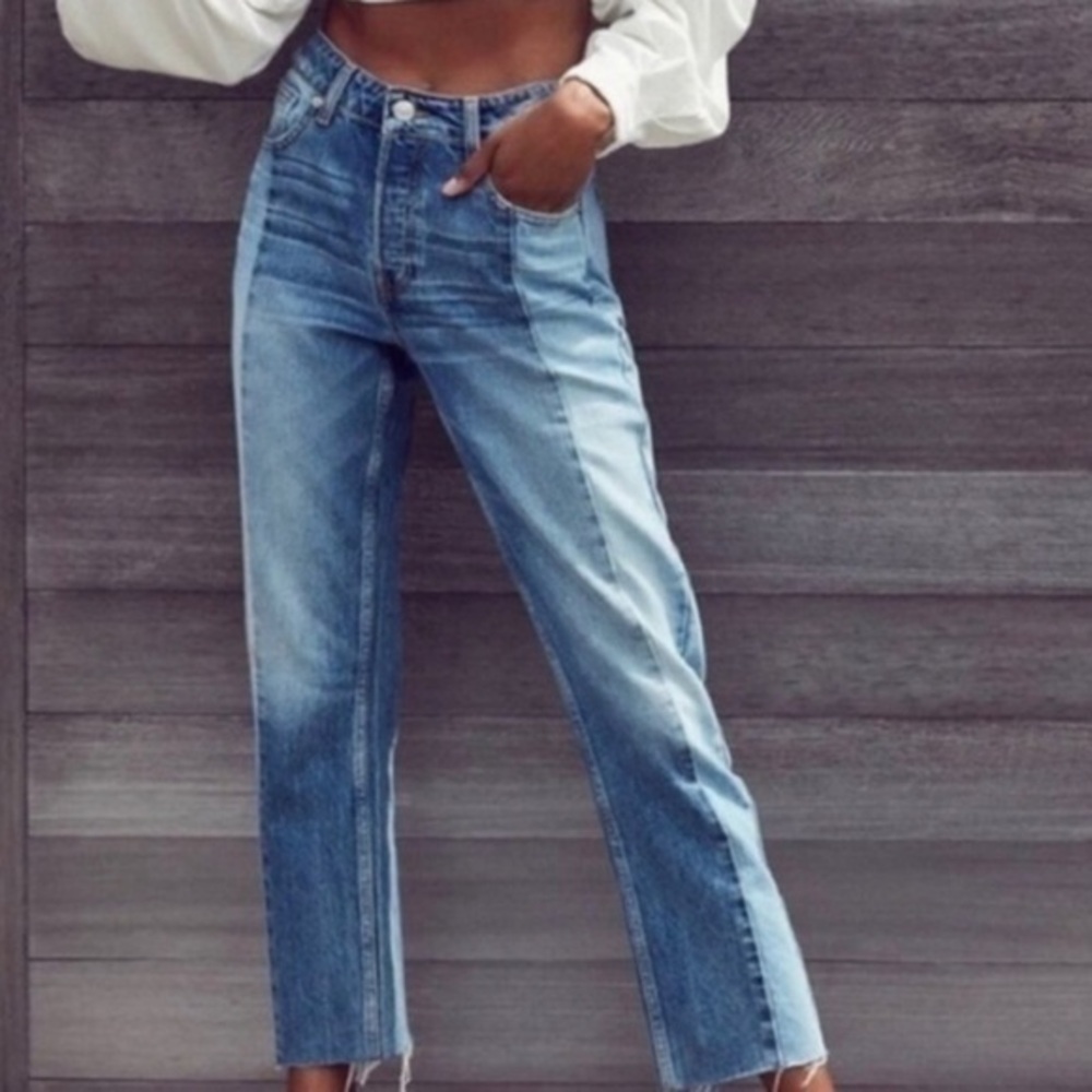 TWO TONE JENS BDG JEANS | URBAN OUTFITTERS JESSYE
CROPPED RAW HEM  sz 27